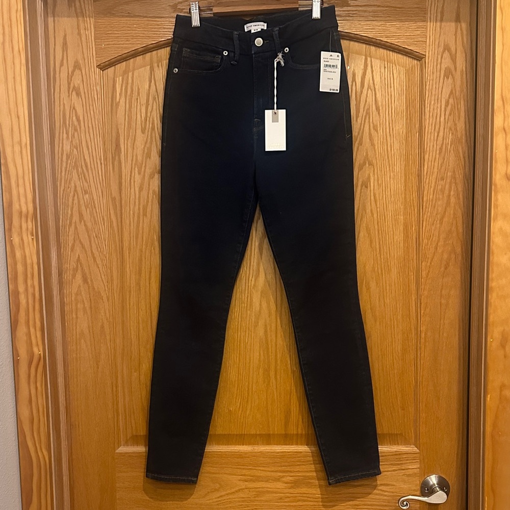 NWT Good American Dark Blue Skinny Jeans size fits size 6-12